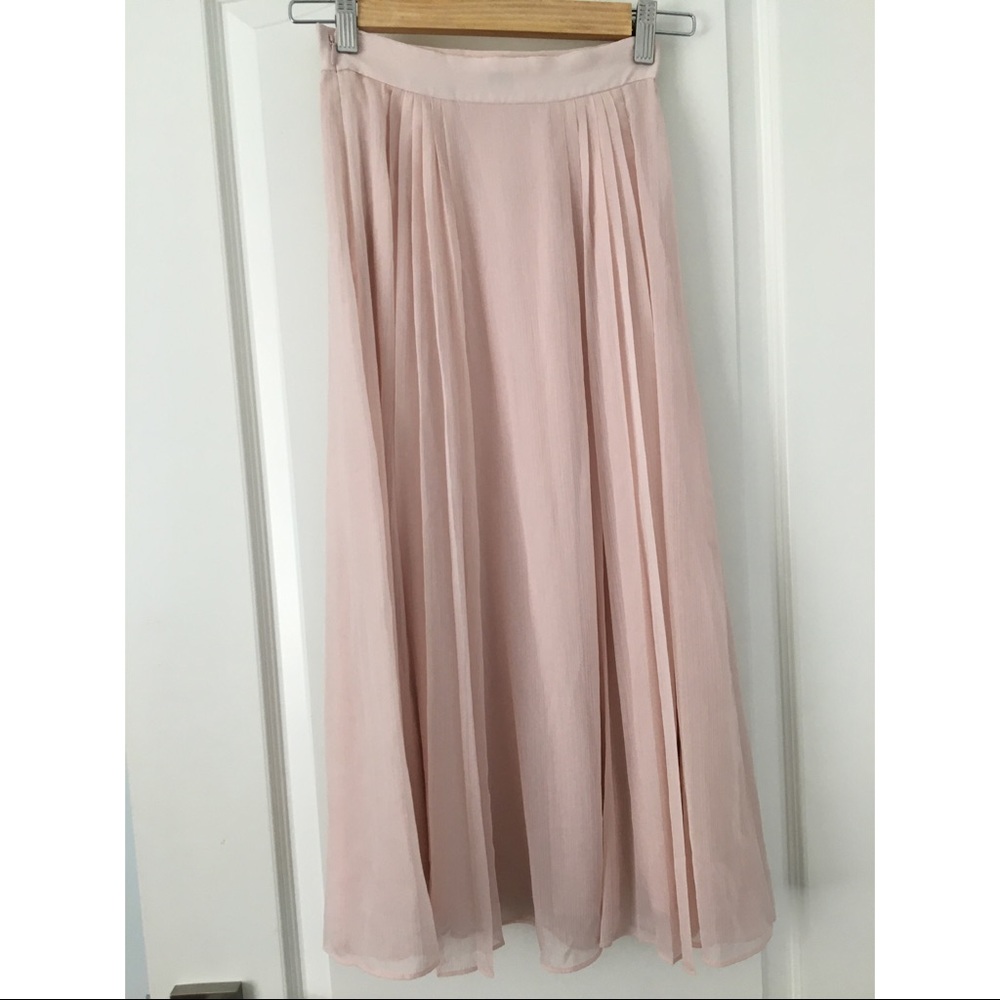 Aritzia Little Moon Pink Midi Pleated Peony Skirt - Picture 4 of 11